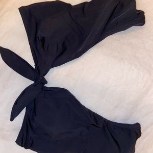 Women’s black bikini with tie front.